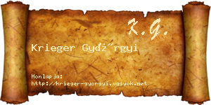 Krieger Györgyi névjegykártya